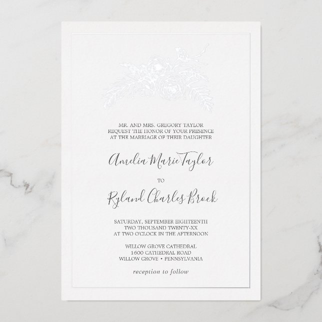 Gilded Floral | Silver Foil Formal Wedding (Front)