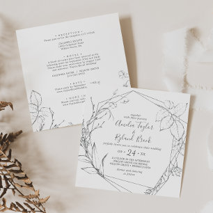 Gilded Floral   Silver & White All In One Wedding Invitation
