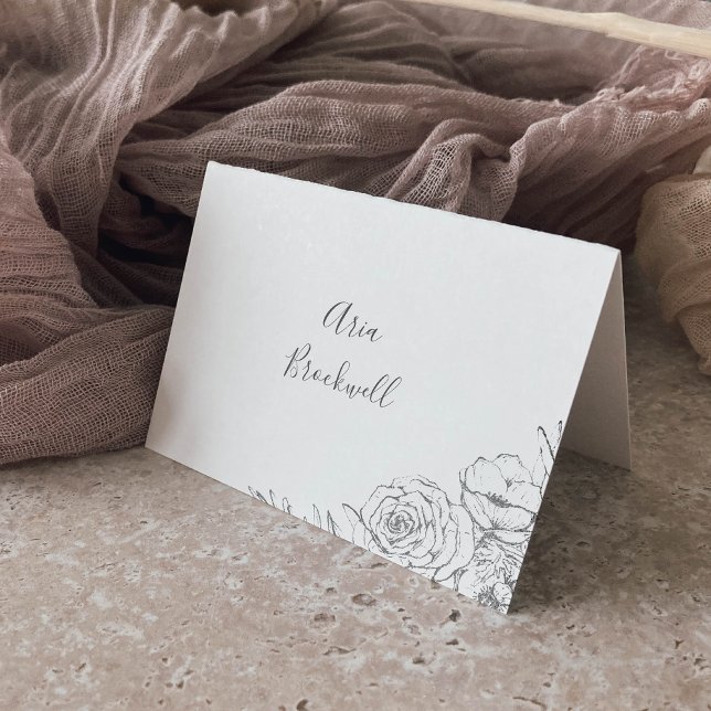 Gilded Floral | Silver White Wedding Place Cards (Creator Uploaded)
