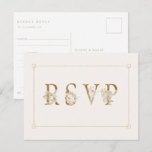 Gilded Floral Wedding RSVP Song Request Invitation Postcard