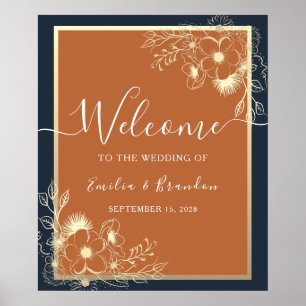 Gilded Floral Wedding Welcome Poster