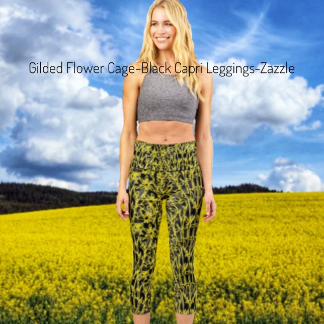 Gilded Flower Cage Black Capri Leggings (Creator Uploaded)