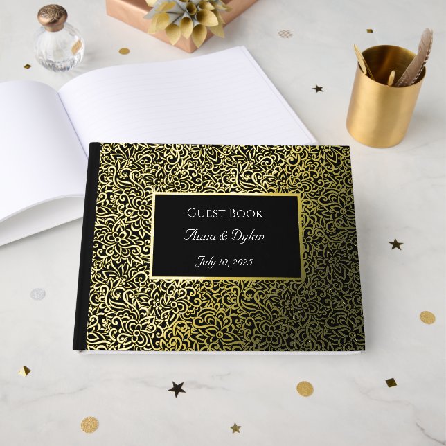 Gilded Foil Wedding Guest Book  (Front Open)