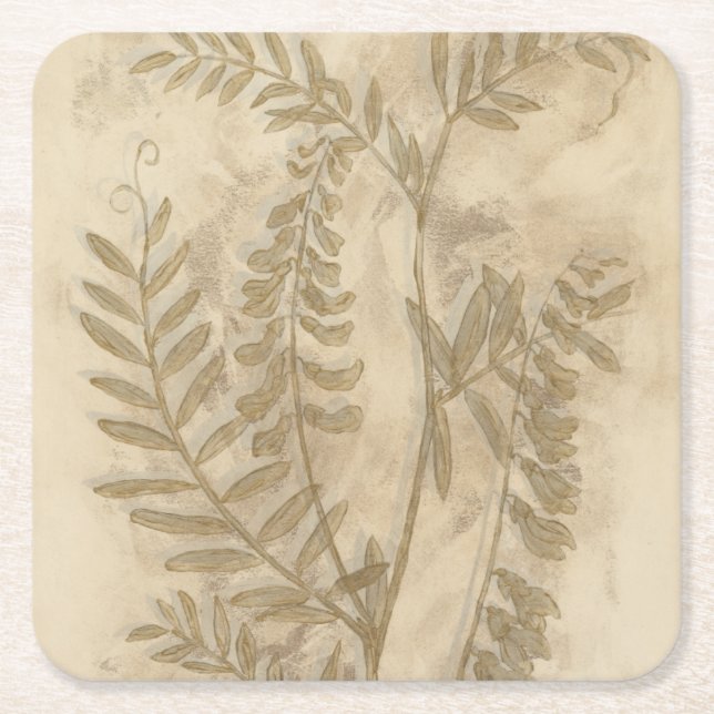 Gilded Foliage I Square Paper Coaster (Front)