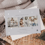 Gilded Forest | Elegant Christmas Photo Collage<br><div class="desc">A modern and elegant Christmas holiday card design featuring three square photos aligned side by side on a pale grey background dotted with silver foil pine trees. Personalise with your custom holiday greeting,  family name and the year.</div>