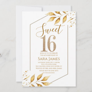 Gilded Frame Sweet 16 Birthday Invitation
