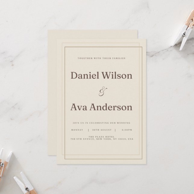 Gilded Frame Wedding Invitation | Elegant Custom D (Front/Back In Situ)