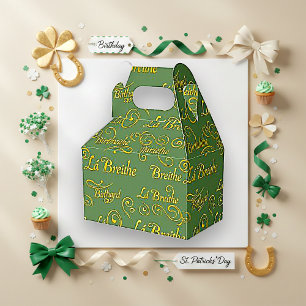 Gilded Gaelic Birthday Sage St. Patrick's Pattern Favour Box