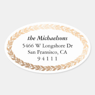 Gilded Garland Elegant Oval Oval Sticker