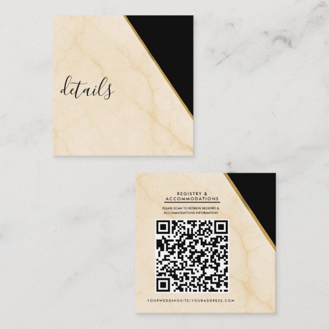Gilded Geometry Luxe Ivory & Gold Marble Details Square Business Card (Front/Back)