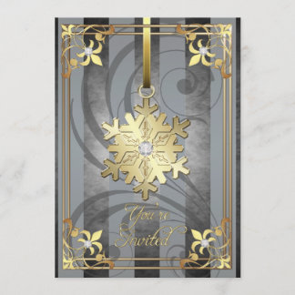 Gilded Glamourous Snowflake Silver Holiday Card