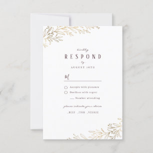 Gilded gold botanical elegant wedding RSVP Card