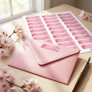 Gilded Gold Leaf Pink Cherry Blossom