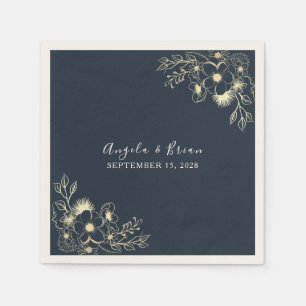 Gilded Gold Navy Napkins