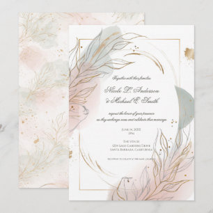 Gilded Gold Sage & Blush Botanical Wedding  Invitation