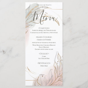 Gilded Gold Sage & Blush Botanical Wedding Menu