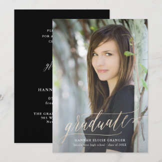 Gilded Grad Gold Script in Faux Foil Graduation Invitation