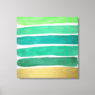 Gilded Green Stripes Canvas Print