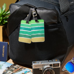 Gilded Green Stripes Luggage Tag
