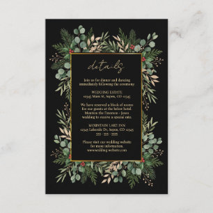 Gilded Greenery Black Christmas Wedding Guest Enclosure Card