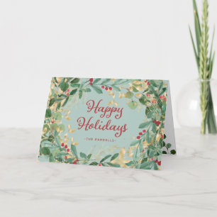 Gilded Greenery Happy Holidays Holiday Card