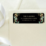Gilded Greenery on Black Christmas Return Address<br><div class="desc">These gorgeous holiday return address labels feature festive boughs of gold leaves,  Christmas greenery,  and red holly berries on a modern black background. Perfect for your elegant winter wedding or Christmas cards.</div>