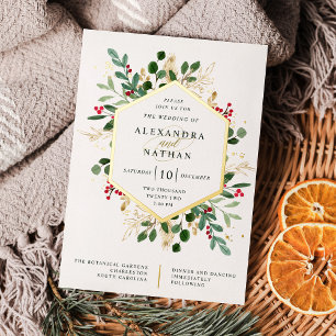 Gilded Greenery on White Christmas Wedding