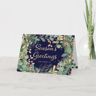 Gilded Greenery Season's Greetings Holiday Card
