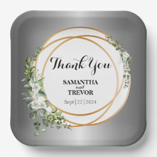 Gilded Greens: Custom Botanical Sticker Paper Plate