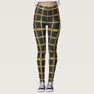 Gilded Grid Noir Leggings