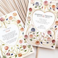 Gilded Heart Frame Floral Enamel Wedding