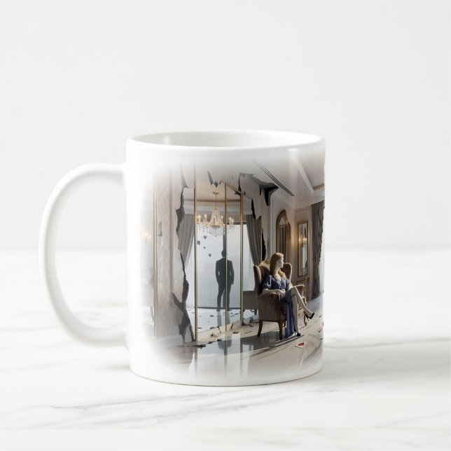 Gilded Heartbreak in a Silent Luxury Suite Mug (Left)