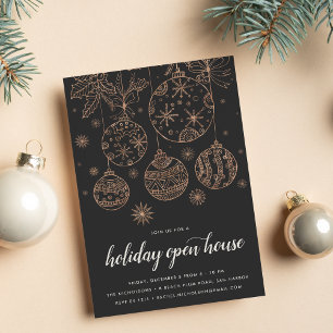 Gilded   Holiday Open House Party Invitation