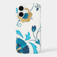 Gilded Indigo Flowers with White Background