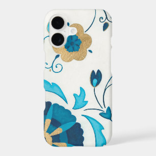 Gilded Indigo Flowers with White Background