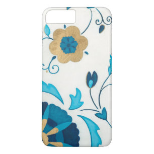 Gilded Indigo Flowers with White Background Case-Mate iPhone Case