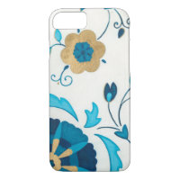 Gilded Indigo Flowers with White Background