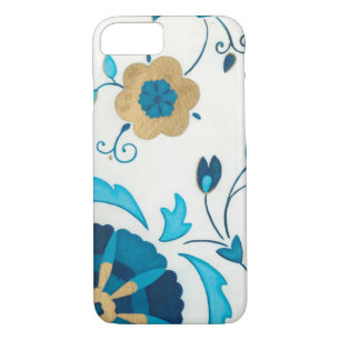 Gilded Indigo Flowers with White Background iPhone 8/7 Case