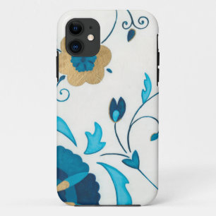 Gilded Indigo Flowers with White Background Case-Mate iPhone Case