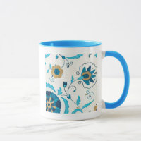 Gilded Indigo Flowers with White Background
