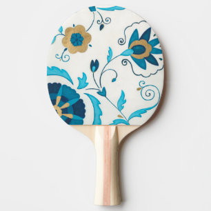 Gilded Indigo Flowers with White Background Ping Pong Paddle