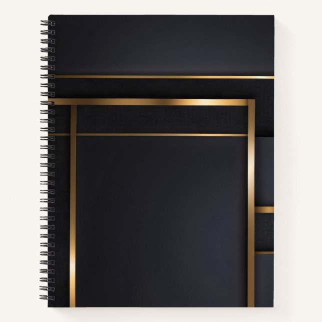 Gilded Intersections — Minimalist Black & Gold Notebook (Front)
