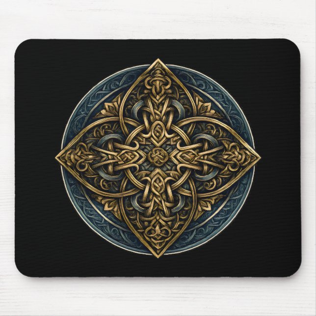 Gilded Knot Continuum — Ornate Celtic Mouse Pad (Front)