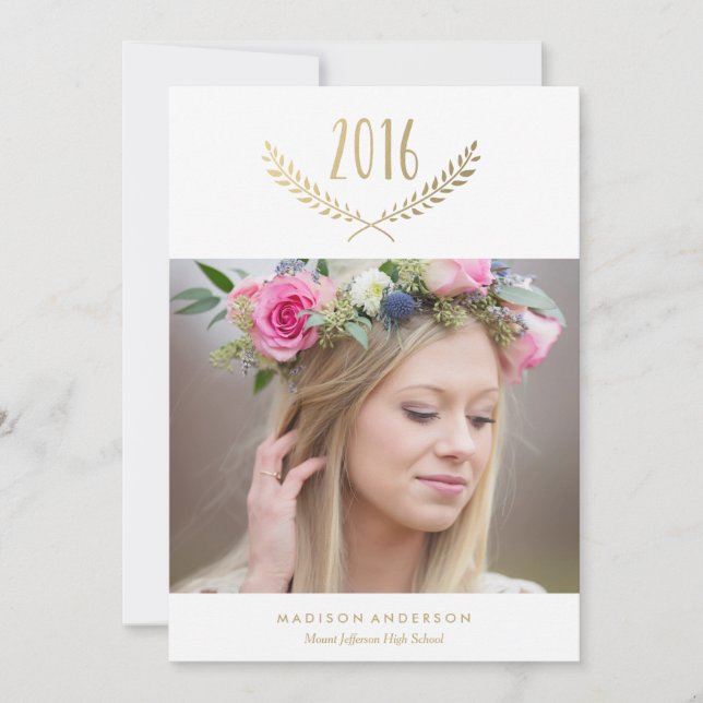Gilded Laurel Graduation Announcement (Front)
