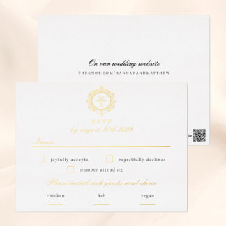 Gilded Monogram RSVP Wedding Enclosure Card
