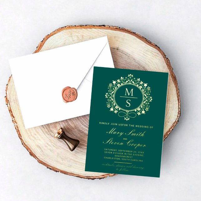 Gilded Monogram Wedding Invitations (Creator Uploaded)