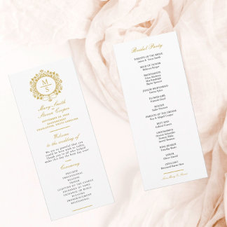 Gilded Monogram Wedding Programme