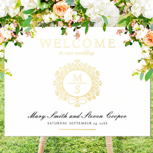 Gilded Monogram Wedding Welcome Sign