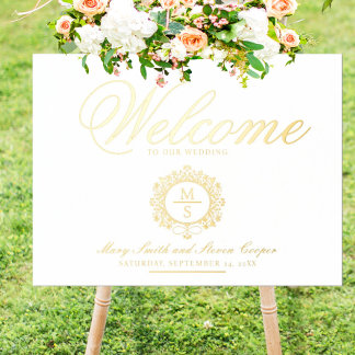 Gilded Monogram Wedding Welcome Sign