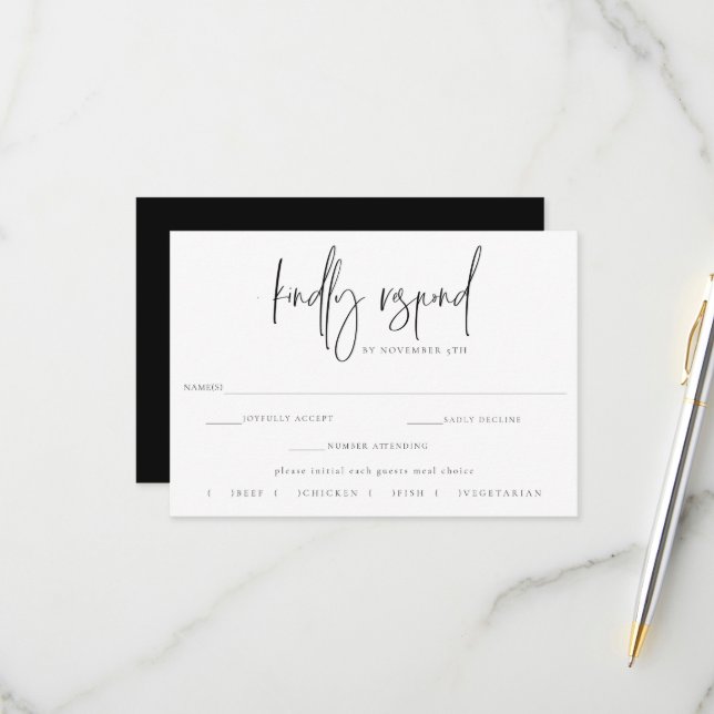 Gilded Moon Phase Wedding RSVP Meal Choice Card (Front/Back In Situ)